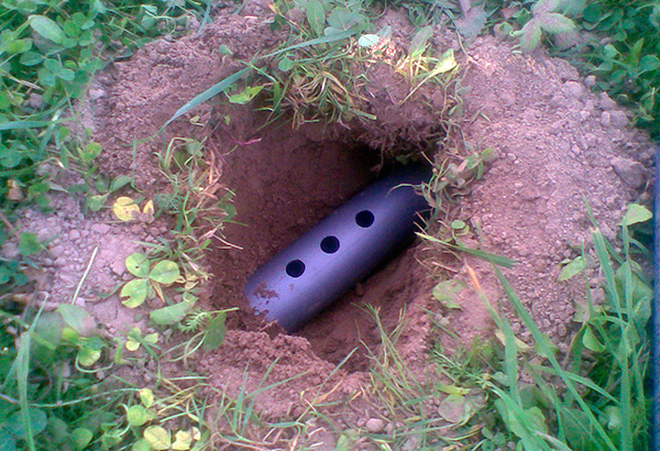 À travers ces trous, une taupe prise dans un piège sera clairement visible.