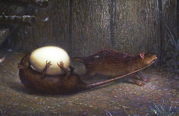 Il y a des légendes parmi la population selon lesquelles c'est ainsi que des rats tirent des œufs du poulailler.