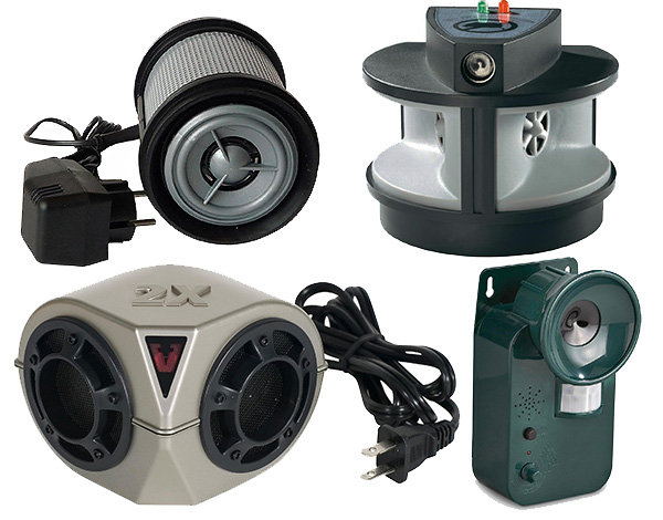 La photo montre différents modèles de répulsifs ultrasoniques de rats et de souris.